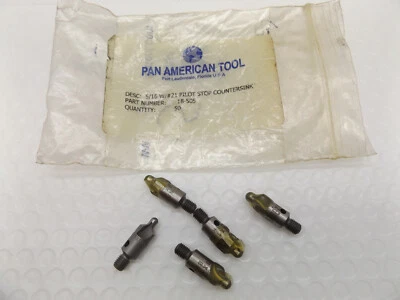 Pan America 27-204 Countersink  3/8" W / #21 Pilot, 1/4-28 100°  Lot of 5 pcs - Image 1 of 3