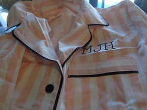 Pottery Barn Teen Emily & Meritt Pink Stripe Pajamas mono MJH size small New - Picture 1 of 3