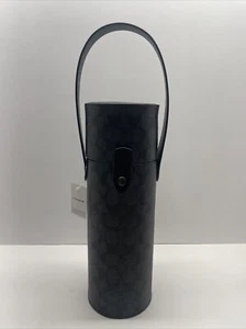Coach C1504 Black Charcoal Signature C Coated Canvas Wine Bottle Holder/Carrier - Picture 1 of 9