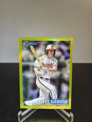 2021 Bowman Heritage Heston Kjerstad Yellow Refractor /75 Baltimore Orioles - Image 1 of 2