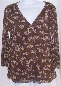  Nine West Size L 3/4 Sheer Sleeve Sparkling Top - Picture 1 of 5