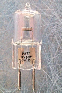 Feit Q50T4 50W 12V T4 JC 2-Pin Clear Light Bulb GY6.35 Base Lamp - Picture 1 of 4