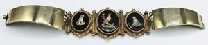 Museum Quality Antique Micro Mosaic Bracelet Black Onix Red Pheasant & Dogs - Picture 1 of 17