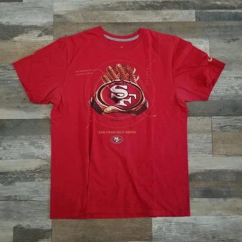 Nike San Francisco 49ers Gloves NFL Red T Shirt Mens Size Large Cover