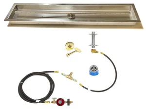 316 STAINLESS 24″ T-BURNER & DIY PROPANE DELUXE FIRE TABLE KIT W/ 28X10" PAN - Picture 1 of 9