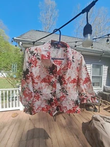 KAREN ARNOLD Größe L Damen mehrfarbig BLUME/CHIFFON geschwollene MANSCHETTEN Bluse/Top  - Bild 1 von 10