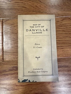 Mapa de la ciudad de Danville Illinois de colección publicado por Woodbury Book Company Foto 1 de 4