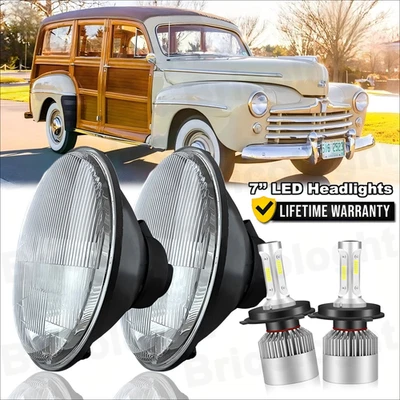 Par de faros LED redondos de 7" pulgadas para Ford Deluxe 1939-1951 A+ Foto 1 de 4