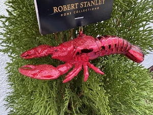 Robert Stanley mundgeblasenes Glas Hummer Weihnachtsschmuck rot Glitzer 5" - Bild 1 von 4