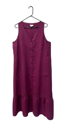 J. Jill Love Linen Sleeveless Plum Maxi Dress Size Large - Image 1 of 4