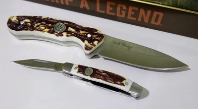 STAG UNCLE HENRY HUNTING POCKET KNIFE BOWIE SET W/ TIN CASE KNIVES !!! - Image 1 of 4