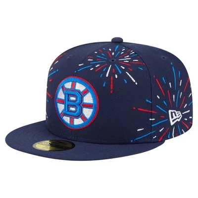 Men's-New Era  Navy Boston Bruins Americana Fireworks 59FIFTY Fitted Hat - Image 1 of 4