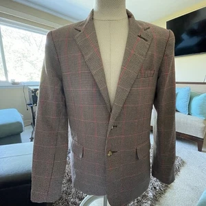 Modern Amusement Houndstooth Wool Blend Blazer Jacket Size Large Preppy Career - Picture 1 of 14