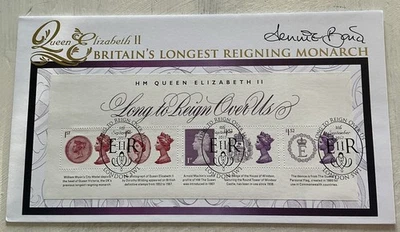 Мини-лист GB QEII 2015 Jennie Bond Signed Long To Reign Over Us Machin FDC - Изображение 1 из 4