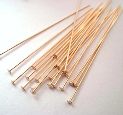 Hallazgo de pasador cabeza ahuecada plana relleno de oro amarillo de 14K calibre 20x 22 GF10 Foto 1 de 2