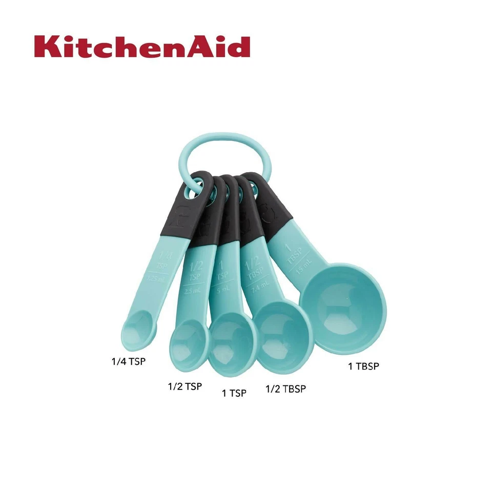 KitchenAid Classic Measuring Spoons Aqua Sky BPA-free Plastic Set of 5 - Image 1 of 4
