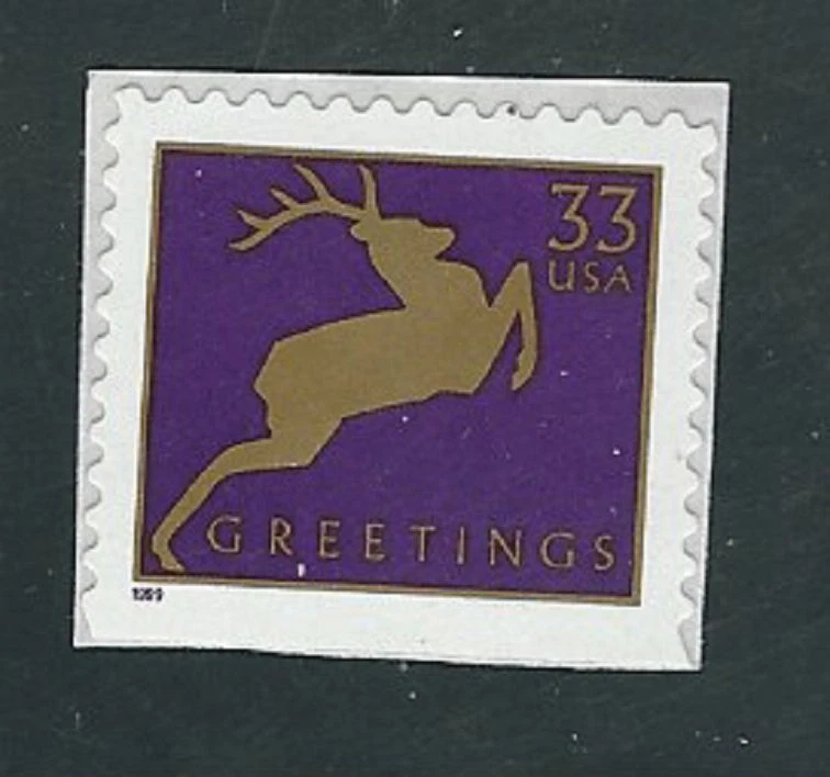 Scott #3366...33 Cent...Deer... Purple & Gold...3 Stamps - Image 1 of 1