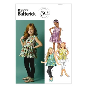 Butterick Pattern B5877 Girls Pullover Top~Tunic~Dress, Belt & Leggings Sz 6 7 8 - Picture 1 of 3