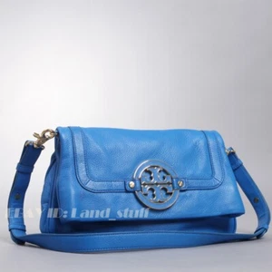 Tory Burch Classic Amanda Foldover Messenger Pebbled leather Vintage Purse NWOT - Picture 1 of 25
