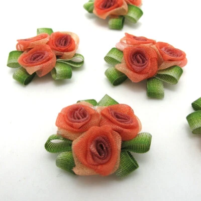 10 x Rose Silk Flower Head Applique Sewing 1.18 Inch for Crafts Dress Decor - Image 1 of 4
