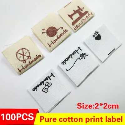 100pcs Personalised Clothing Garment Label Craft Sew In Handmade Tags 20mmx40mm • 3.11€