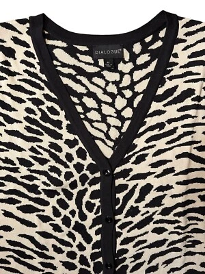 DIALOGUE Animal Print Cardigan Sweater SIZE 3X Button 3/4 Sleeve Knit Mob Wife - Image 1 of 4