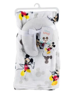 Disney Baby Mickey Mouse Blanket and Headrest Set- Pillow for Travel 30x36" - Picture 1 of 5