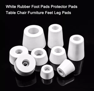 White Rubber Foot Pads Protector Pads Table Chair Furniture Feet Leg Pads - Picture 1 of 8