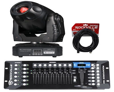 Eliminator Stealth Spot 60 Watt LED Moving Head Light+DMX Controller+Cable ADJ - Image 1 of 4