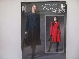 Vogue 10863 1752 Lined Coat Decor. Pockets Two Lengths Pattern 8-16 or 16-24 - Picture 1 of 12
