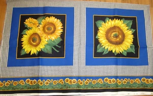 Lg Sunflower Squares Cotton Craft Panel by Joan Messmore for Cranston Print* - Picture 1 of 6