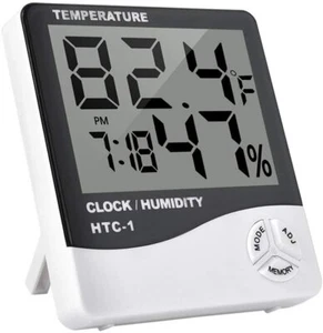 Thermometer Indoor Digital LCD Hygrometer Temperature Humidity Meter Alarm Clock - Picture 1 of 12