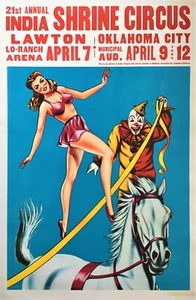 Original India Shrine Circus Poster 1964 - Linen Backed - Foto 1 di 1