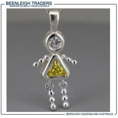 Sterling Silver GEM BEAD BABY CHARM Citrine Yellow Stone November Brand New - Image 1 of 4