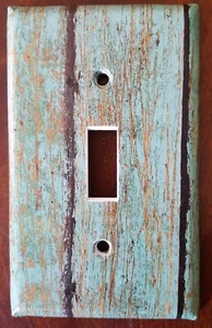 Light Switch Plate Outlet Covers Home Decor WOOD PLANK IMAGE TURQUOISE - Picture 1 of 26
