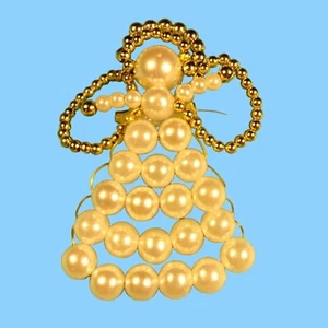 Angel Brooch Pin Vintage Pearl Beaded  Artisan Handmade Unique  - Picture 1 of 3
