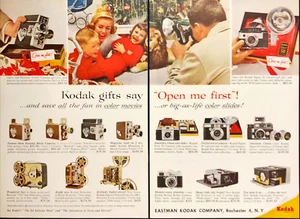 1958 Kodak Cameras Christmas Gift Vintage Print Ad Family at Christmas Morning - Picture 1 of 1