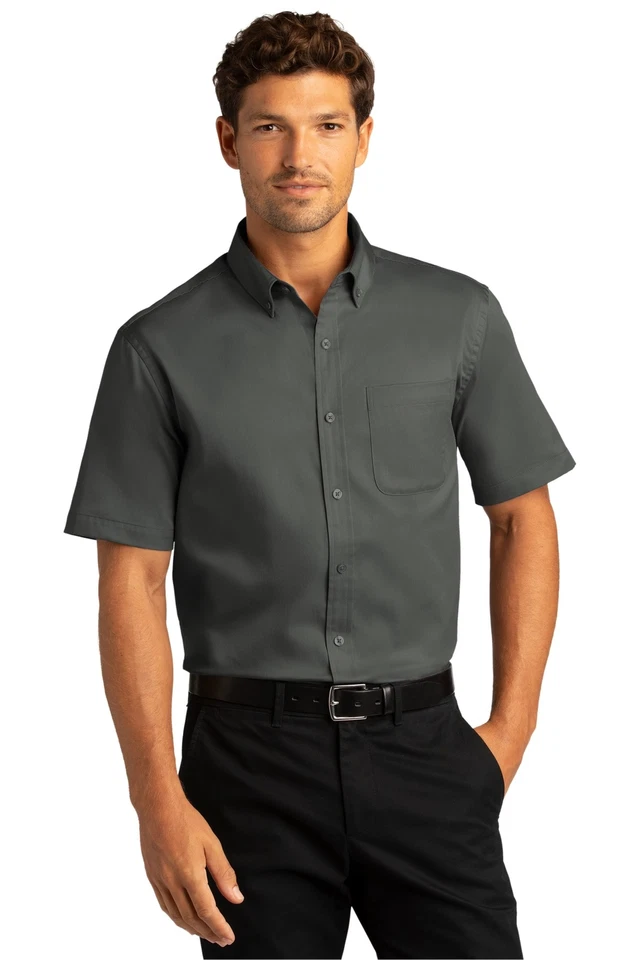 Port Authority W809 Mens Short Sleeve SuperPro React Twill Dress Shirt - Image 1 of 1
