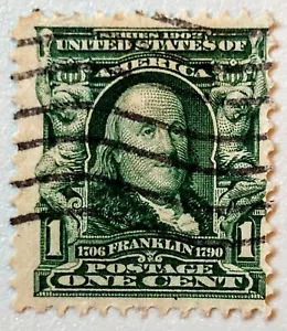 RARE U.S. STAMP Ben Franklin one cent green - Picture 1 of 2