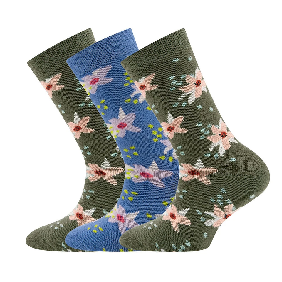EWERS Socken 3er Pack Blumen Blumen Kinder Mädchen - Bild 1 von 1