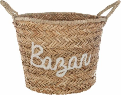 Cestino di vimini con scritta ricamata in 2 colori - Immagine 1 di 2