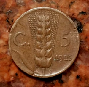 1925 ITALY 5 CENTESIMI COIN - #1922 - Picture 1 of 2