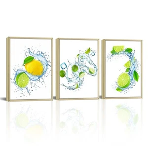 Vefacaiyo Modern Kitchen Dining Room Wall Art - Lemon Canvas Artwork, 3pcs (1... - Picture 1 of 7