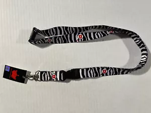 Utah Utes Lanyard - NCAA - Zebra Print - with Detachable Buckle - New With Tag - Picture 1 of 5