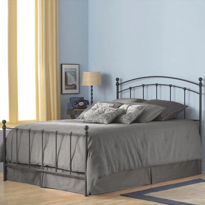 Queen Bed Size Sanford Matte Black Metal Bolt-On Headboard and Footboard - Image 1 of 2