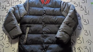 Large Kids Gap Thick Puffy Puffer Double Down Grey Black Jacket - Picture 1 of 6