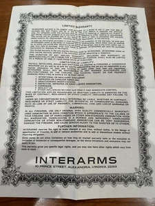 Walther / Intetarms PP PPK PPK/S pistol Original Instruction Limited Warranty - Picture 1 of 4