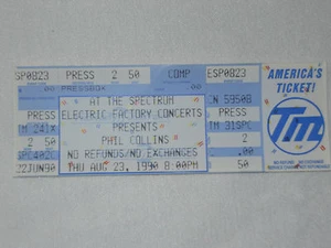 Phil Collins-full ticket unused-never torn 8/23/90 Spectrum press box in Philly - Picture 1 of 3