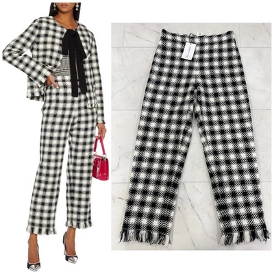 Pantalones de tweed guinga deshilachados Oscar De La Renta Oscar De La Renta nuevos con etiquetas $1,651 para mujer talla: 6 Foto 1 de 4
