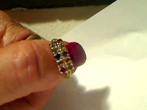 10 Karat Gelbgold Ring 10 Steine Mutter/Großmutter Größe 7 Italien - Bild 1 von 3